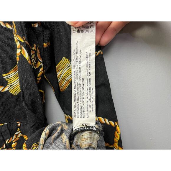 Stradivarius Shirt Dress‎ Womens Small Black Rope Tassel Gold Button Front - Picture 8 of 8